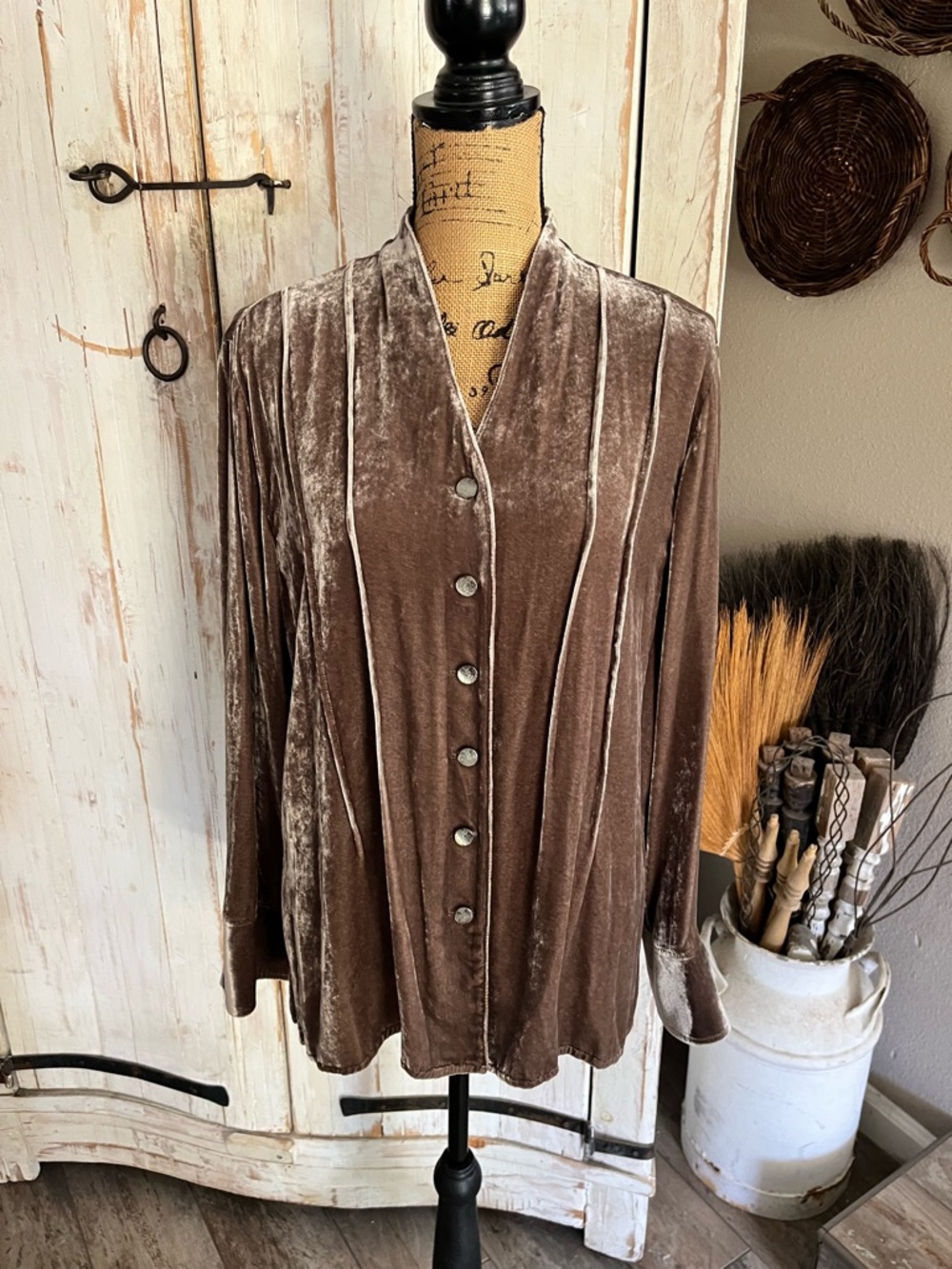 J. Jill velvet pintuck buttondown blouse